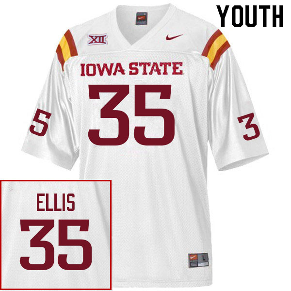Youth #35 Jacob Ellis Iowa State Cyclones College Football Jerseys Sale-White - Click Image to Close